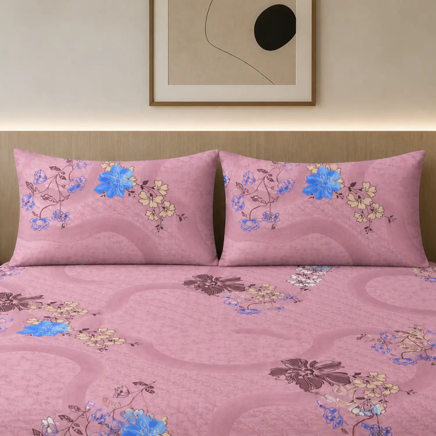 Nivra Double Bed Pink Floral Bedsheet Set – Soft & Comfortable