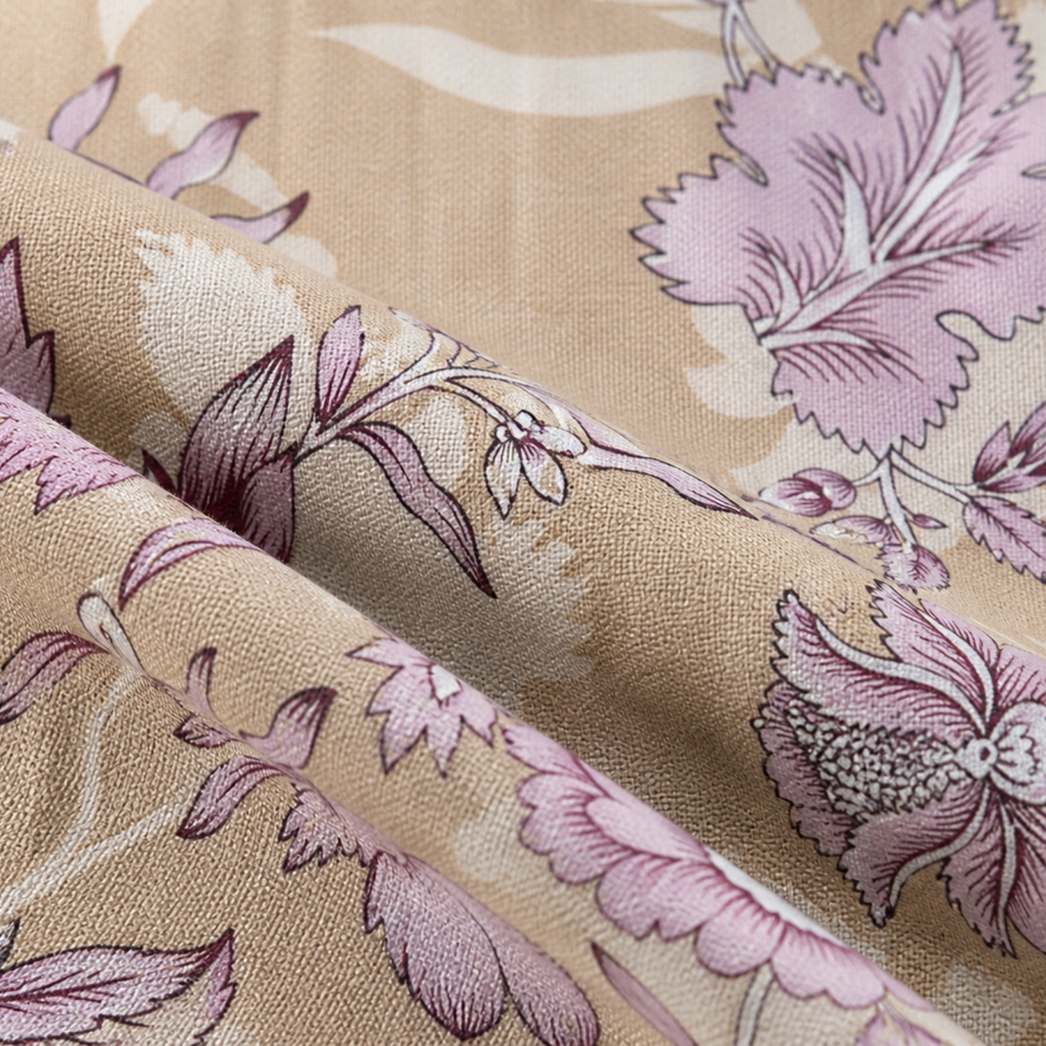 Aroha Beige Floral Printed Double Bedsheet with 2 Pillow Covers