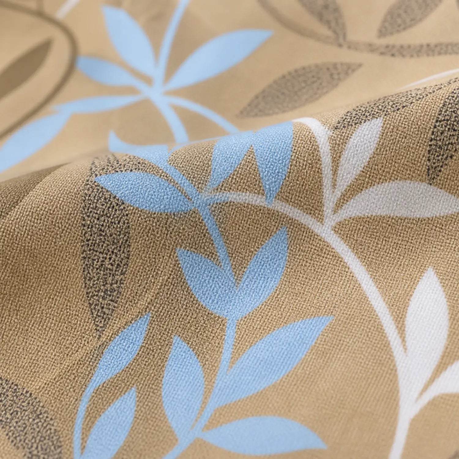Aroha Beige Leaf Printed Double Bedsheet with 2 Pillow Covers