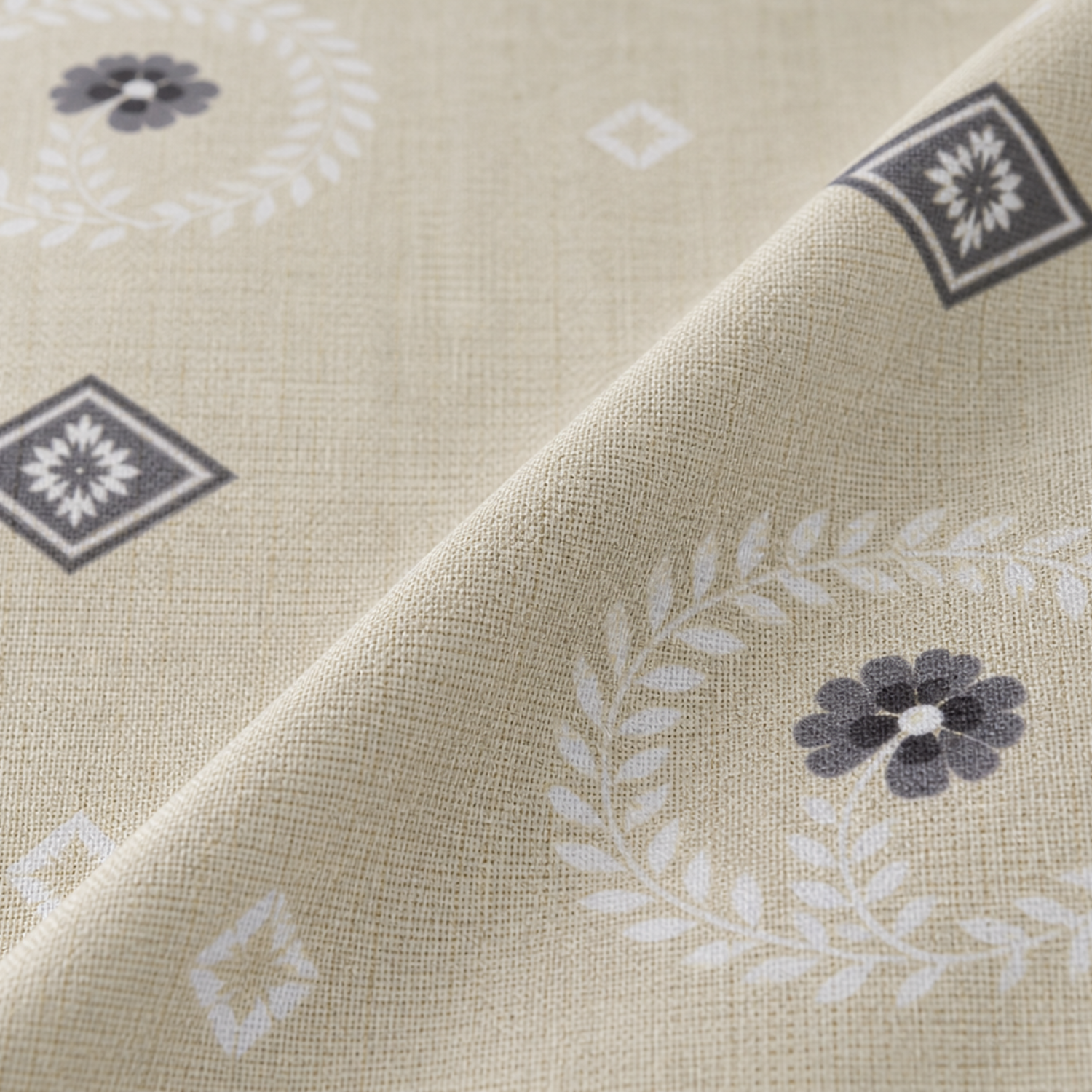Komfy Elegant Beige Floral Printed Double Bedsheet with Pillow Covers