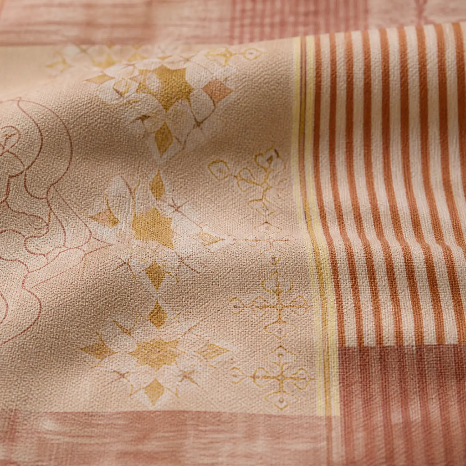 Nivra Beige Geometric Printed Double Bedsheet with 2 Pillow Covers – Elegant Contemporary Design