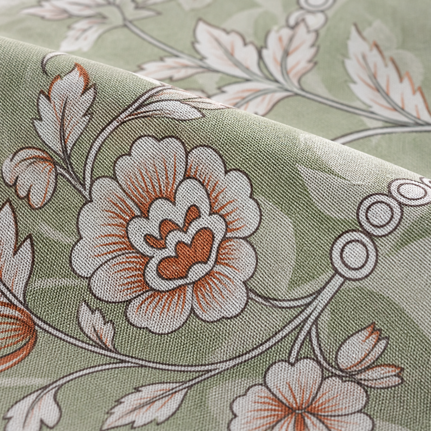 Aroha Floral Sage Green Bedsheet with 2 Pillow Covers – Soft Double Bed Bedding Set