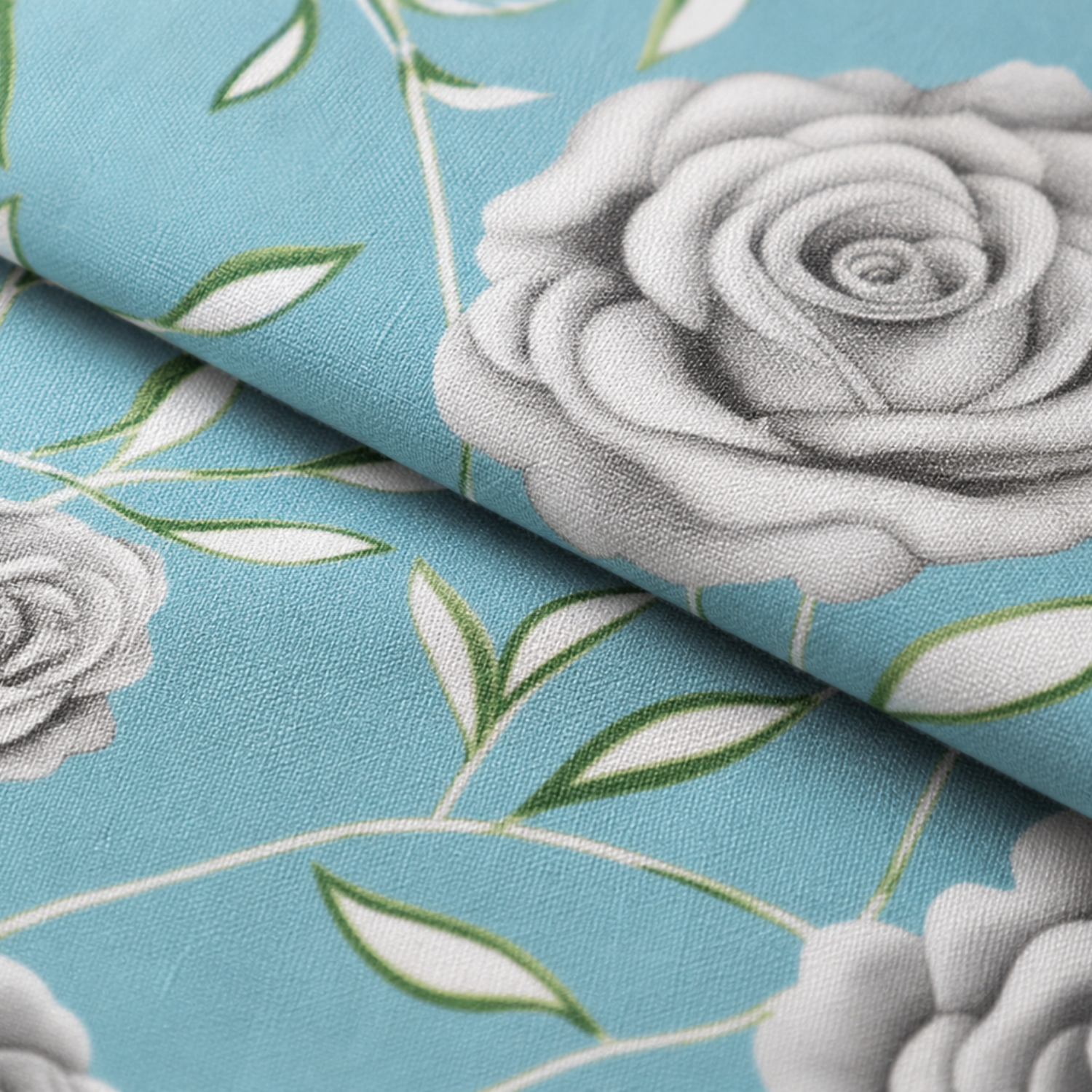 Komfy Premium Floral Printed Double Bedsheet with 2 Pillow Covers – Sky Blue Rose Design