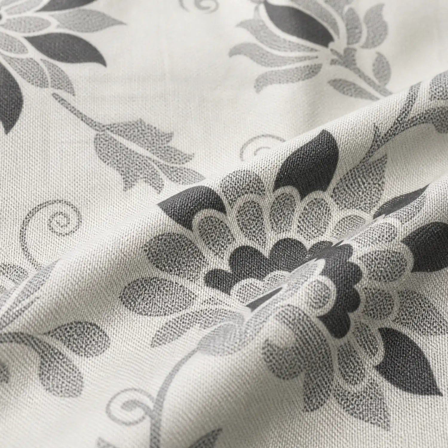 Nivra Grey Floral Printed Double Bedsheet with 2 Pillow Covers – Elegant Monochrome Design