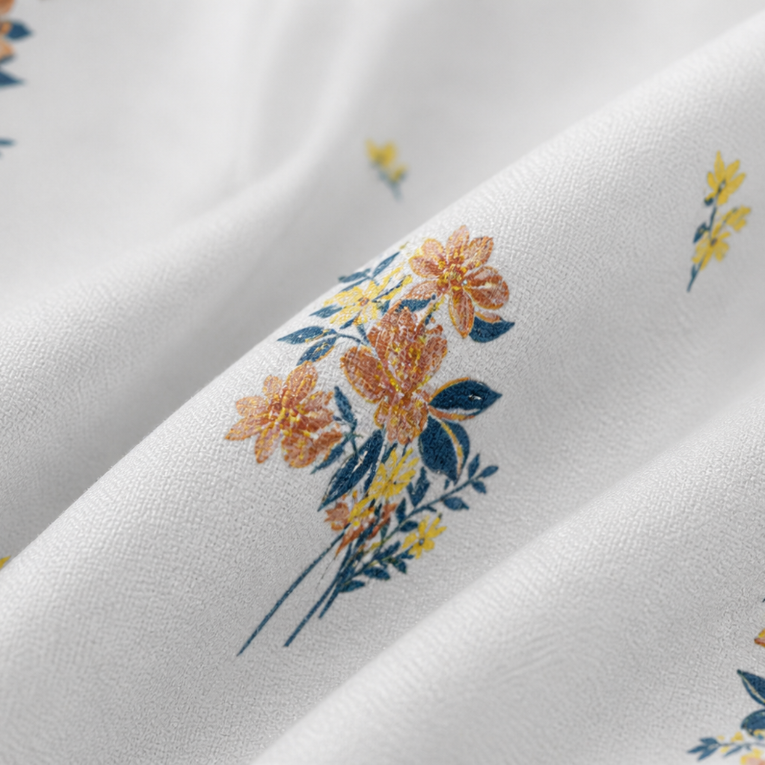 Sukoon Elegant Floral Printed Double Bedsheet with 2 Pillow Covers – White & Beige Floral Design