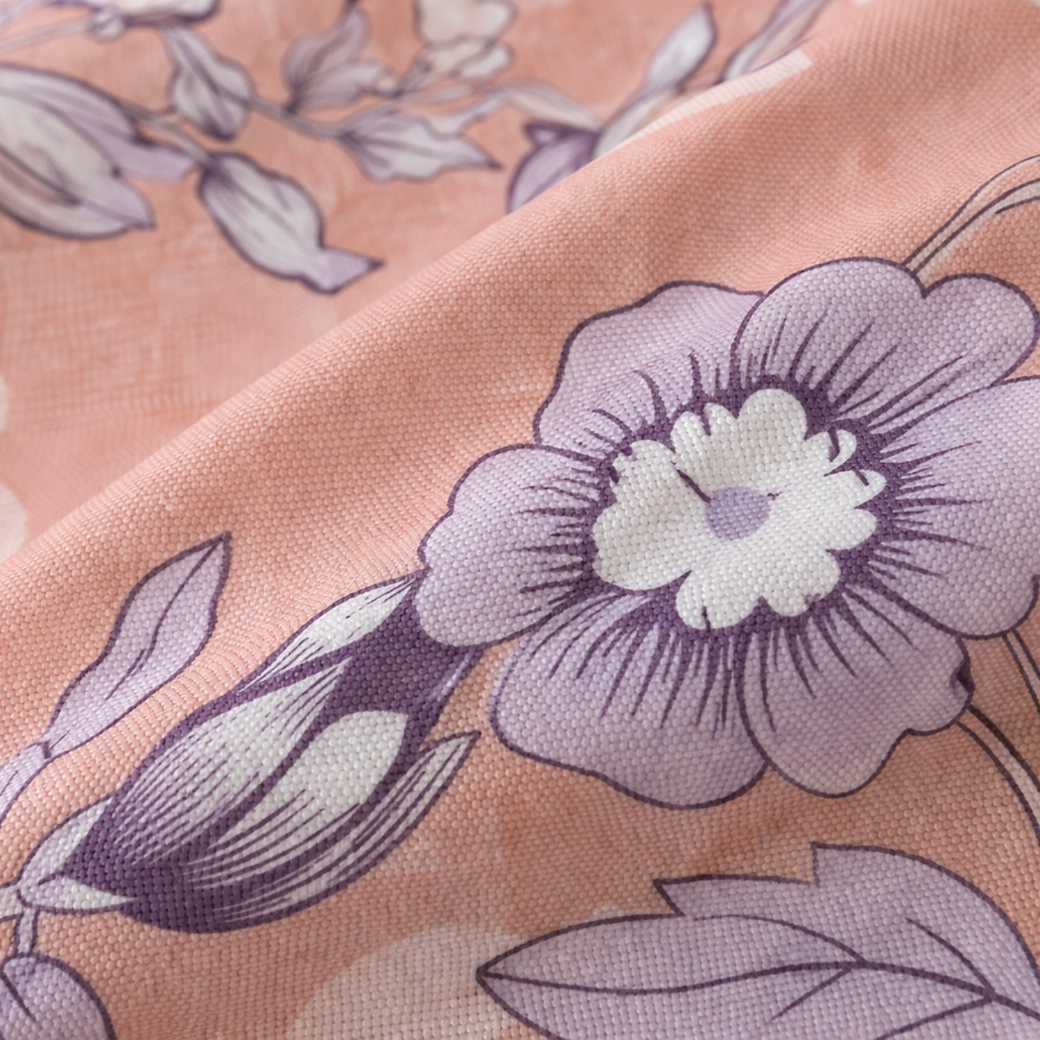 Aroha Peach Floral Printed Double Bedsheet with 2 Pillow Covers