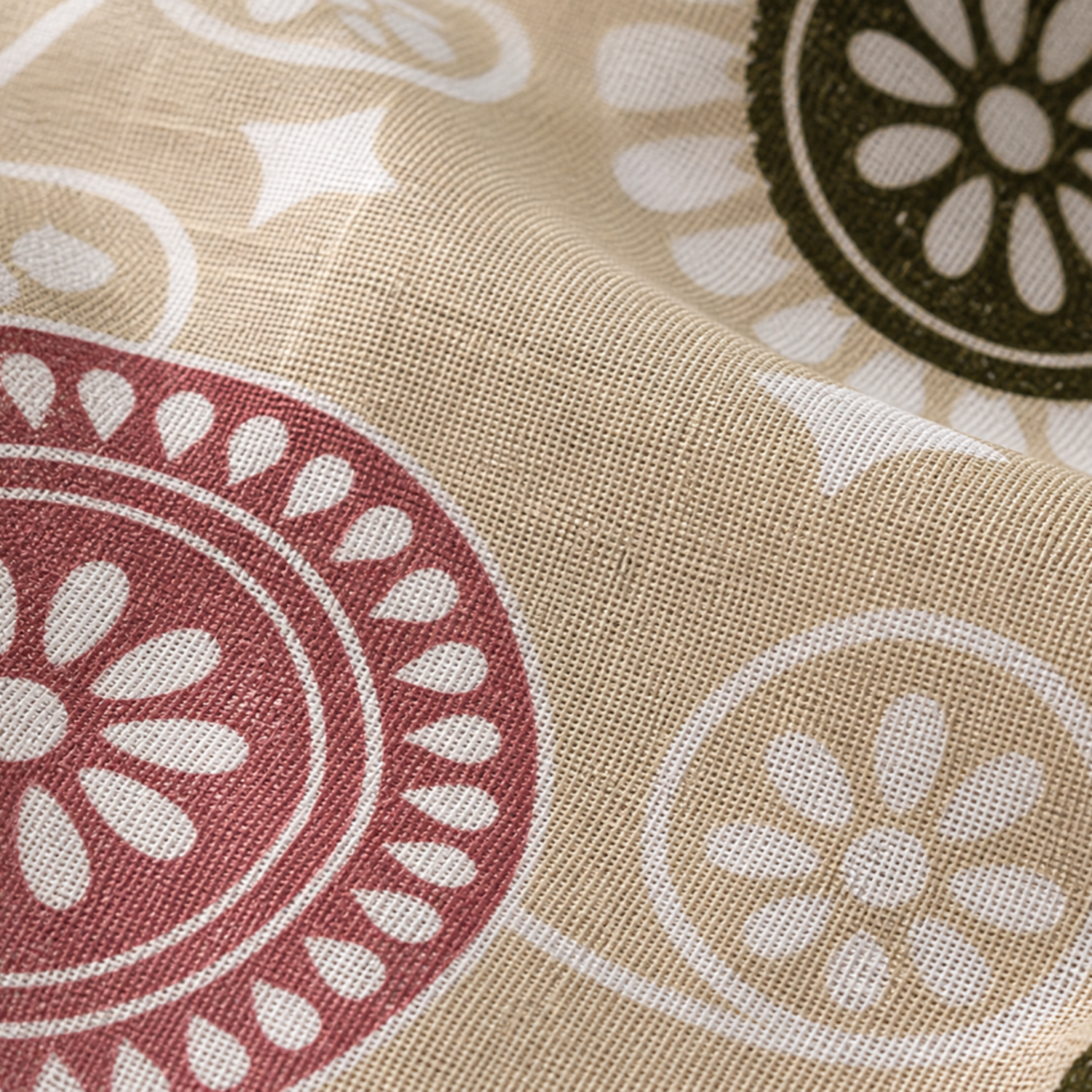Komfy Beige Mandala Printed Double Bedsheet with Pillow Covers