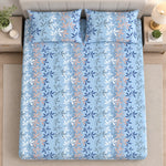 Aroha Sky Blue Floral Double Bedsheet with Pillow Covers